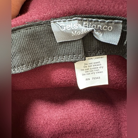 Gelso Bianco Hat. 100% Wool+Leather Band. Size Adjustable. Color Burgundy. - Picture 6 of 7